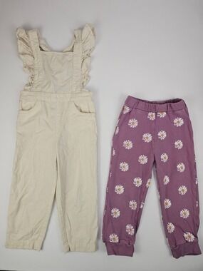 Girls Lot 2-3T Rise Little Earthling Overalls & Daisy Joggers